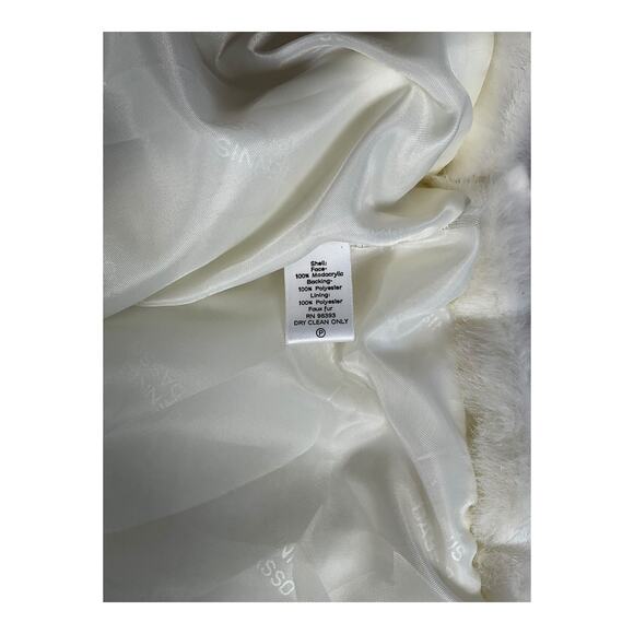 Dennis Basso Faux Fur Coat Women’s Large White Zip-Up Plush Jacket Vintage Y2K - Picture 10 of 12